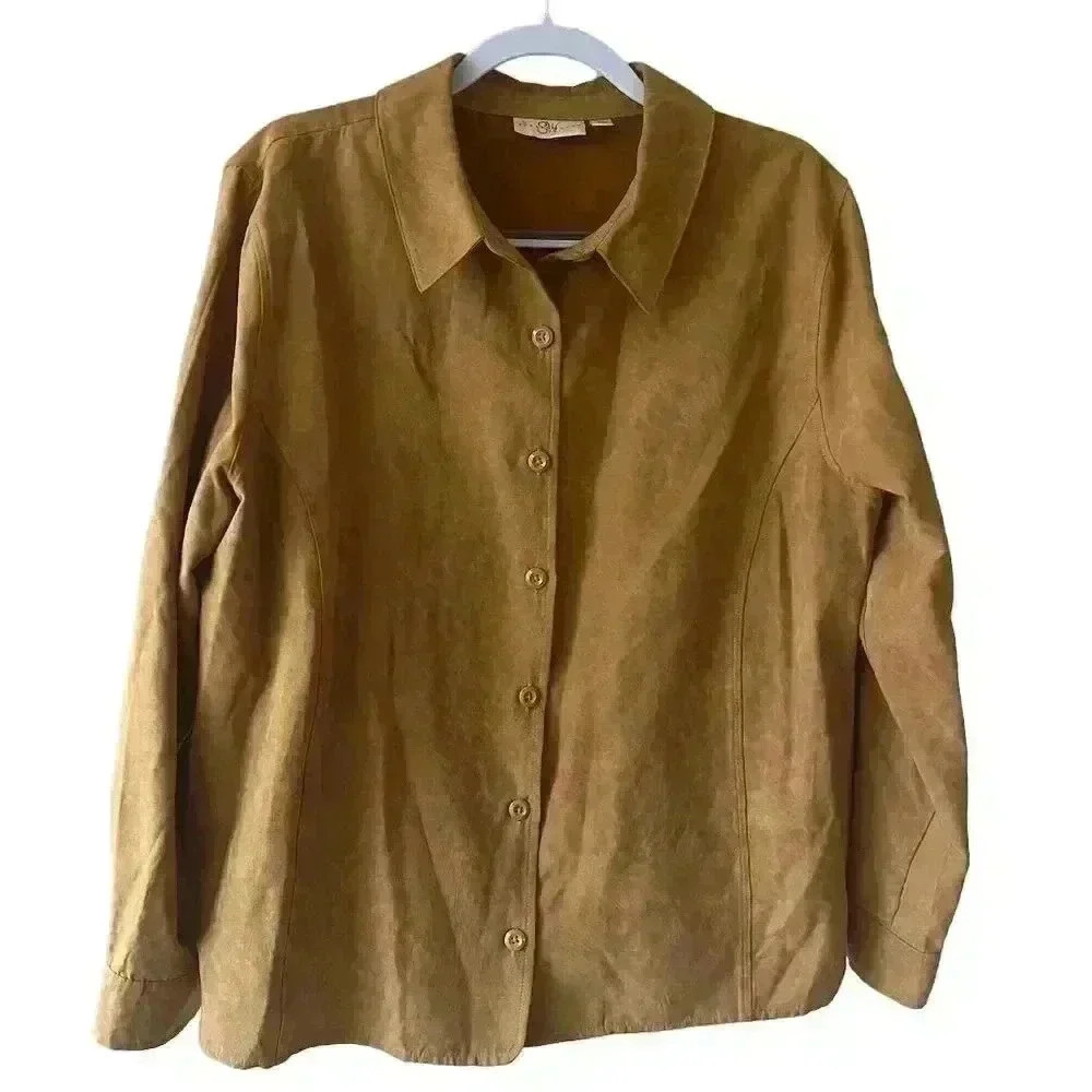 Studio Works Women's XL Brown Button-Down Jacket Long Sleeve